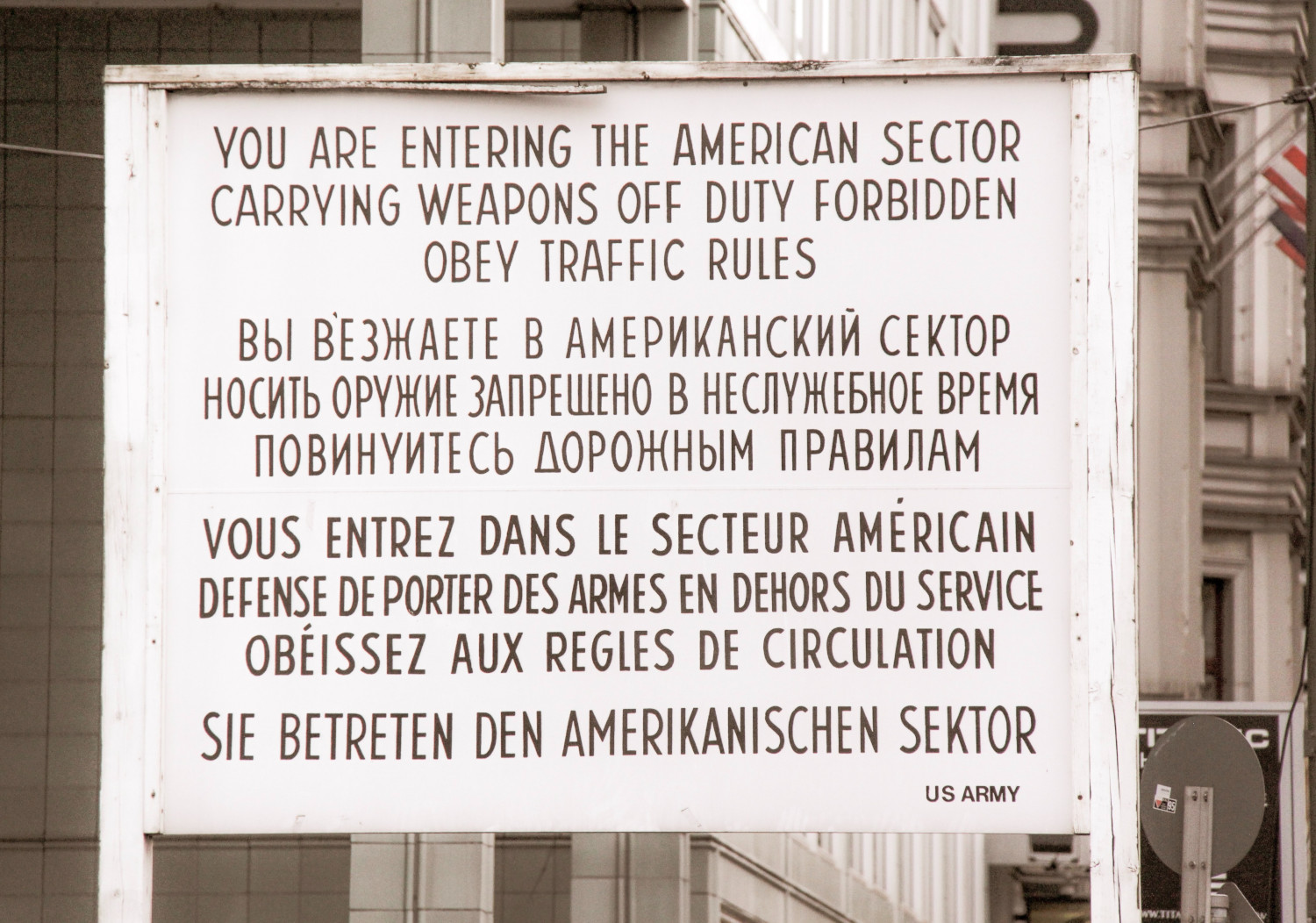 Sign proclaiming American zone