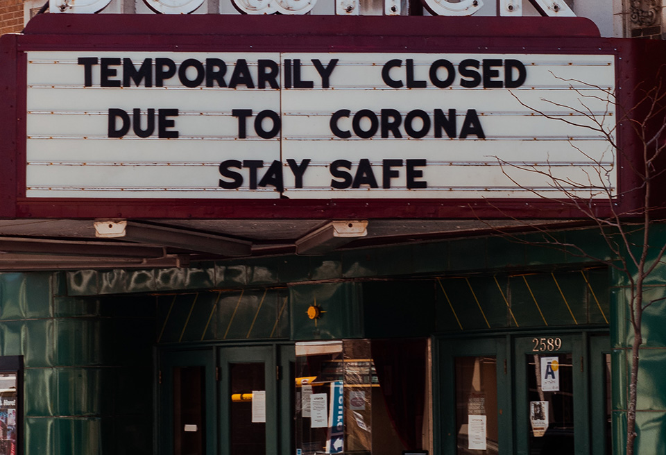 Temporary closed cinema signage