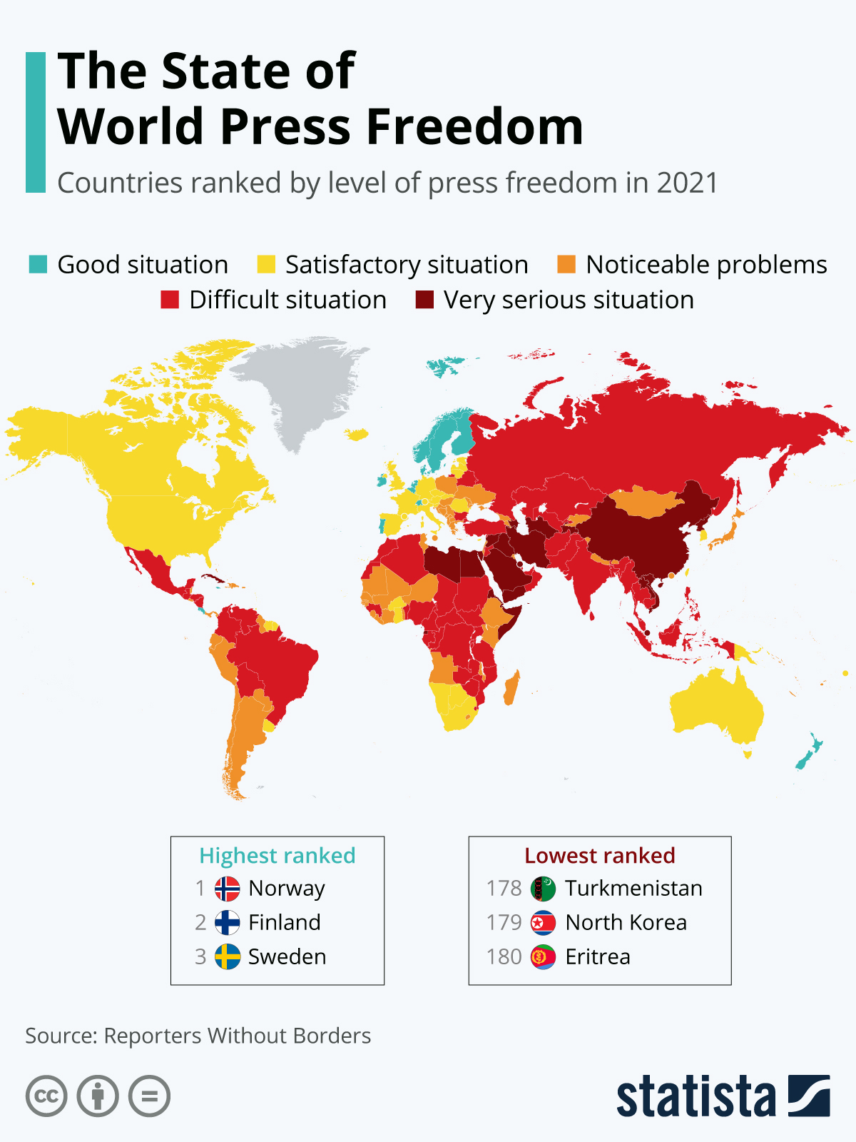 Map Showing The State of World Press Freedom