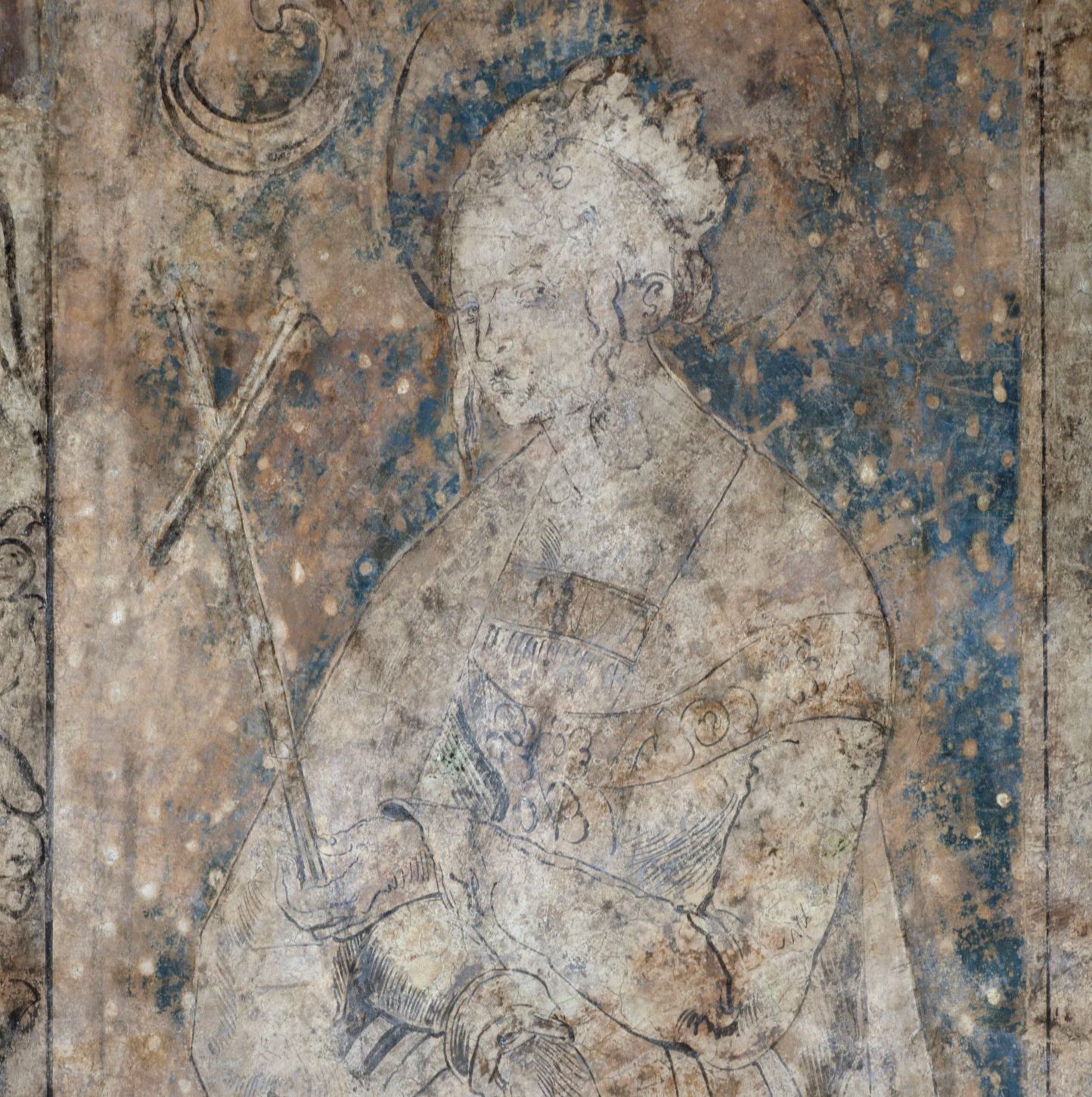Hl. Margaretha, um 1513/15, Ausschnitt aus dem neu entdeckten Wandgemälde im Stephansdom